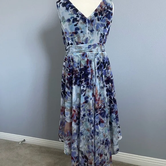 Vera Wang multicolored chiffon  dress. - Picture 7 of 8